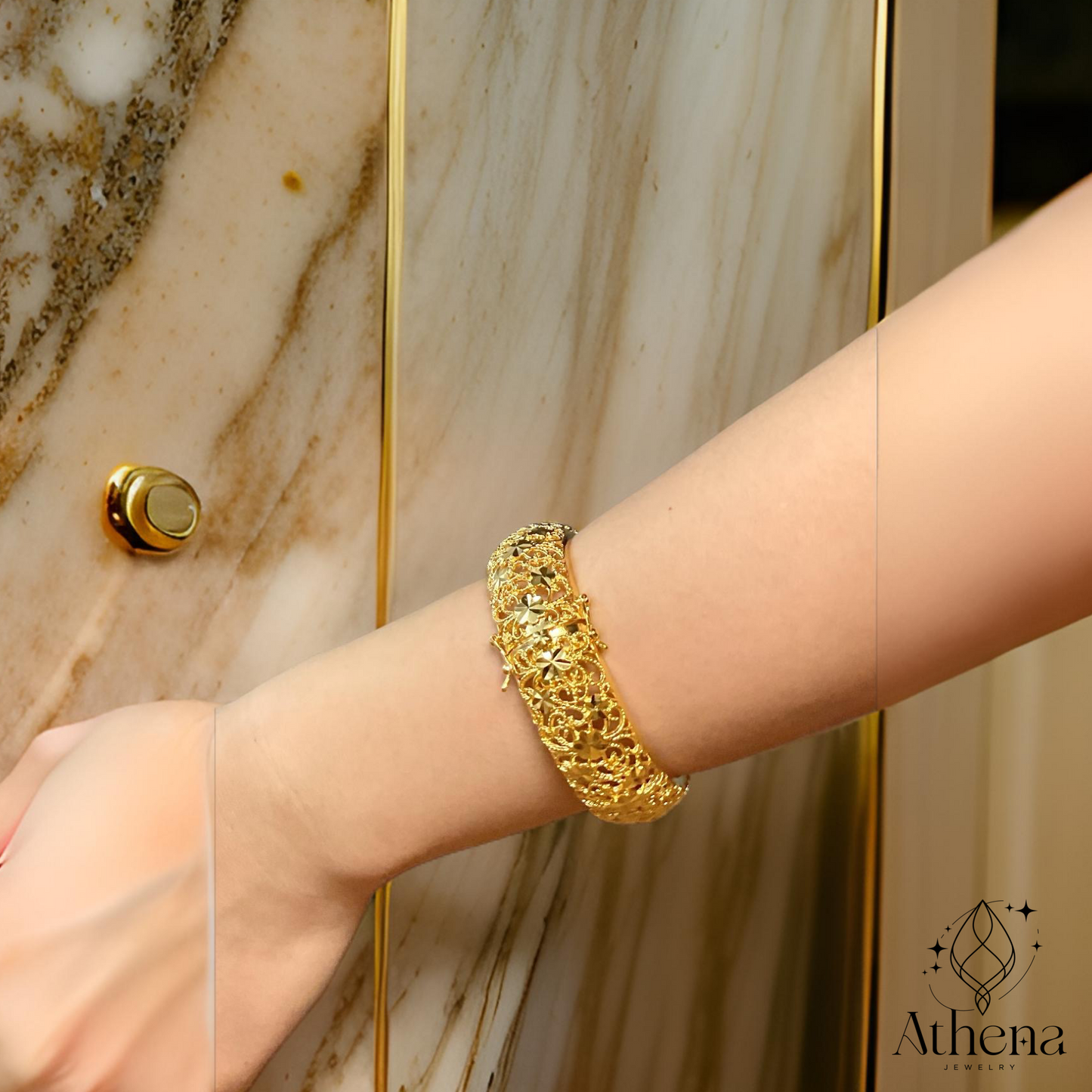 Helen Bangle Bracelet - Gold Plated Brass