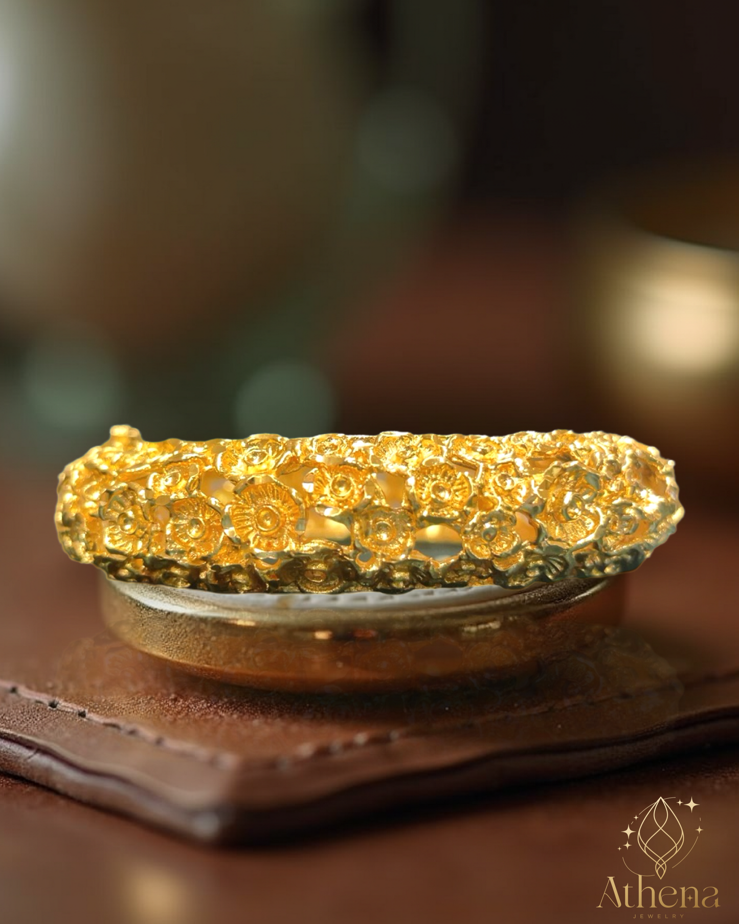 Selene Bangle Bracelet - Gold Plated Brass