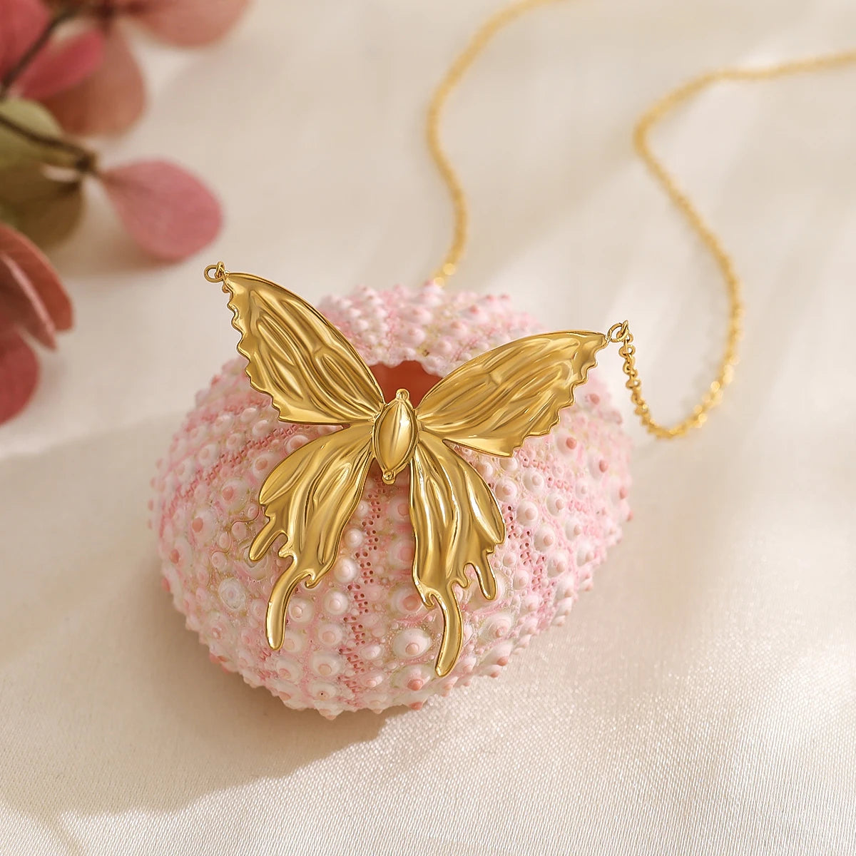 Pink Butterfly Necklace