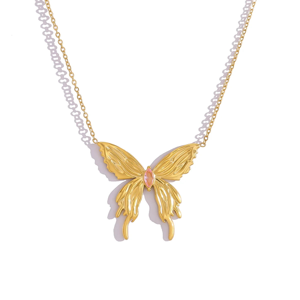 Pink Butterfly Necklace