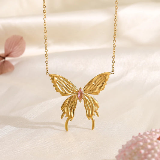 Pink Butterfly Necklace