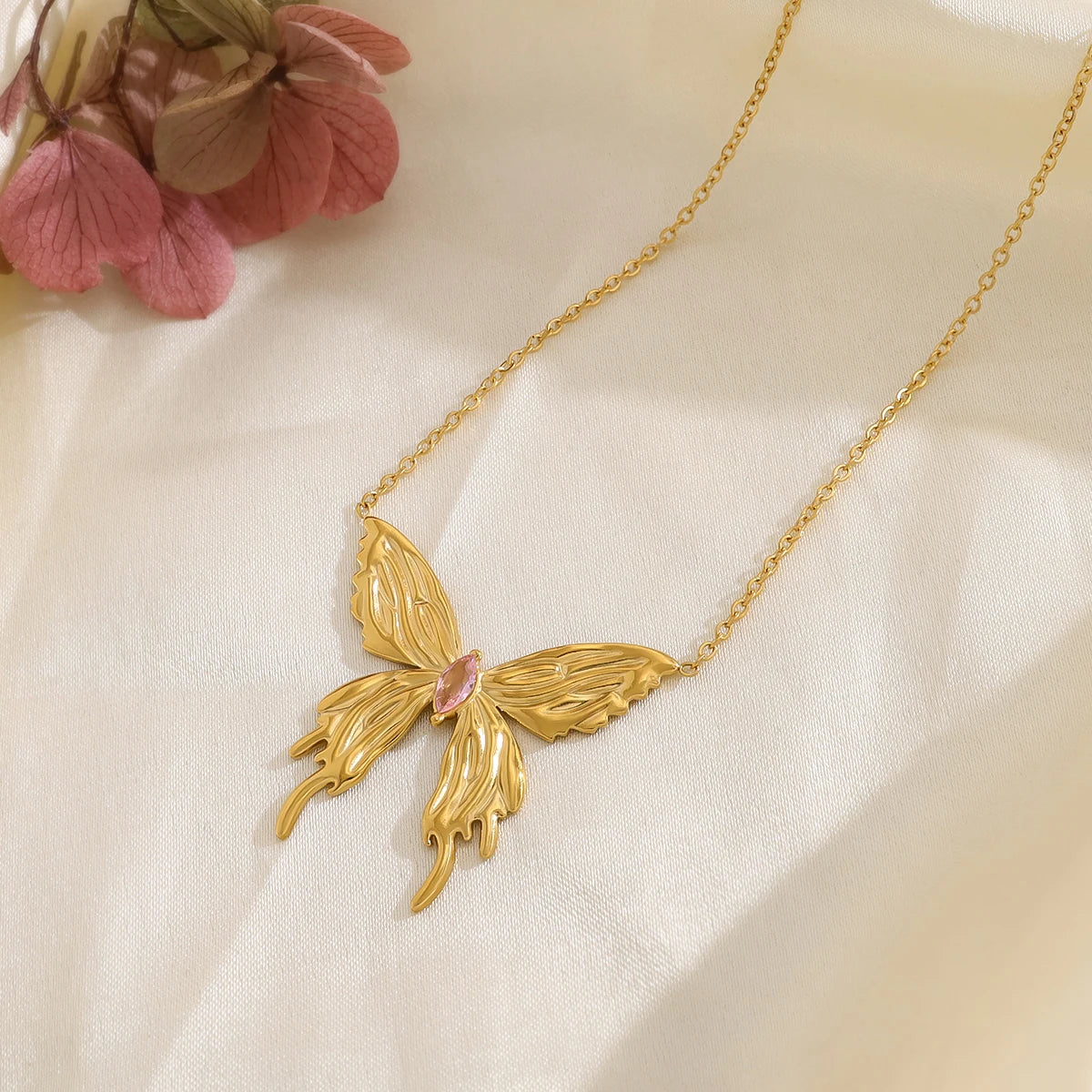 Pink Butterfly Necklace